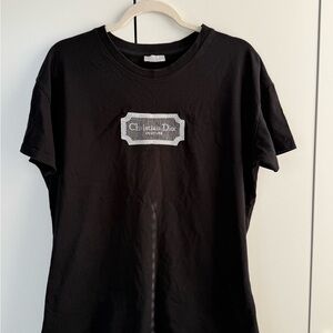 Dior Black Tee with Silver Logo